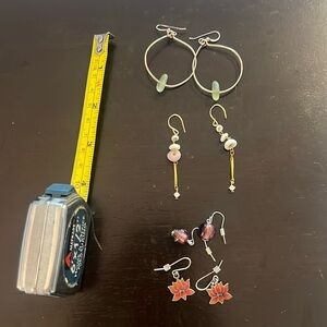 Bundle of 4 pairs of earrings - sea glass lotus shells and Venetian glass